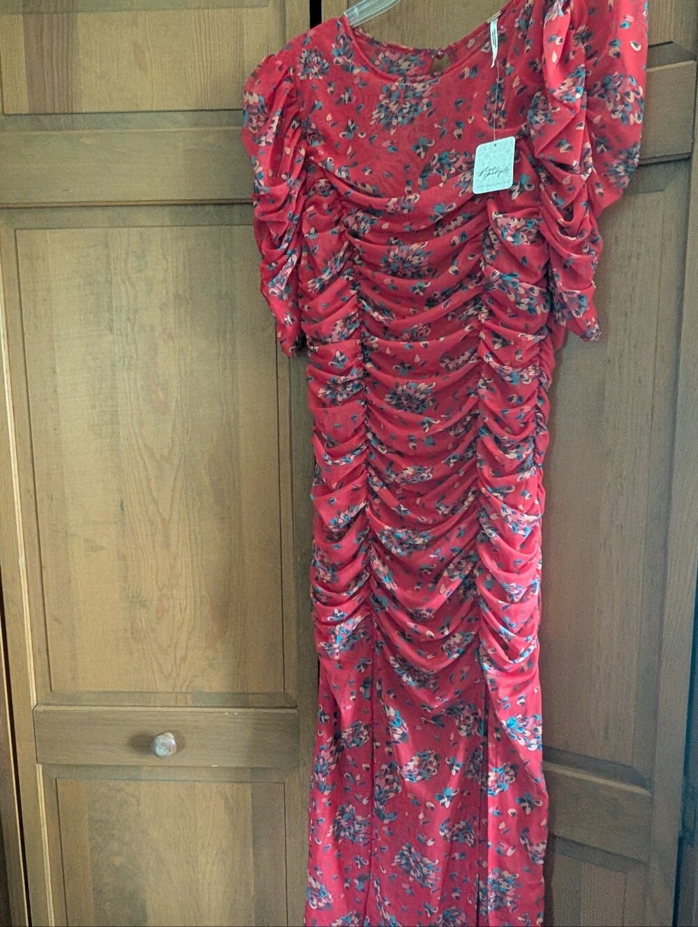 Free People Ruched Red Floral Women’s Dress